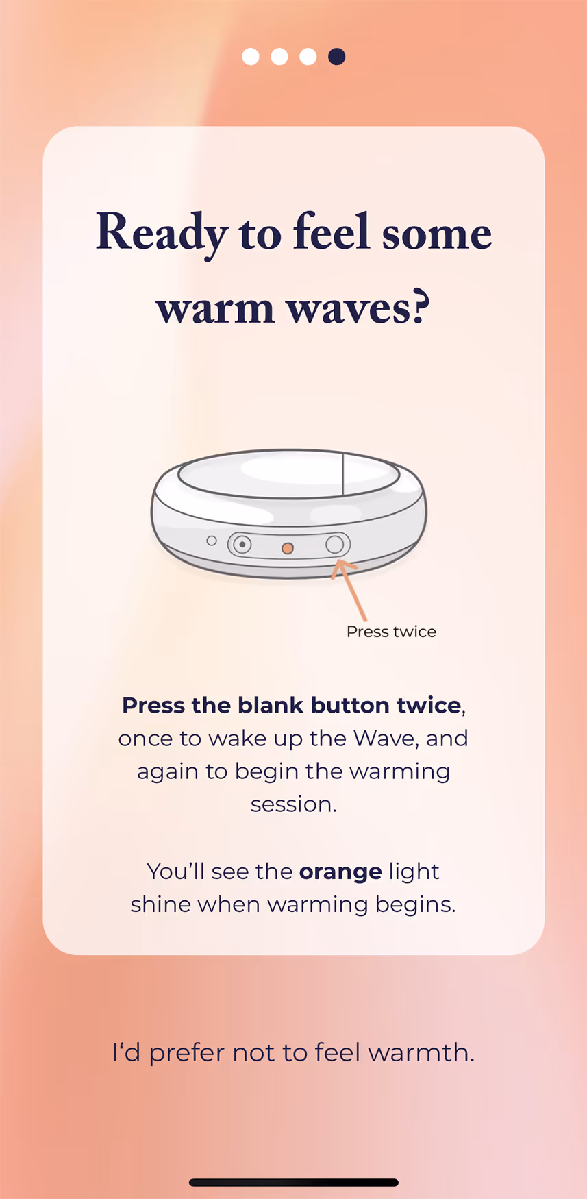 UX flow gallery image - Embr Wave Onboarding -  Warm