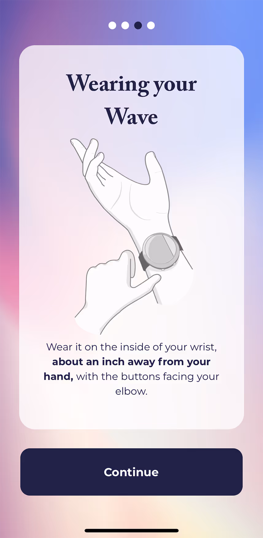 UX flow gallery image - Embr Wave Onboarding -  Wearing your wave2