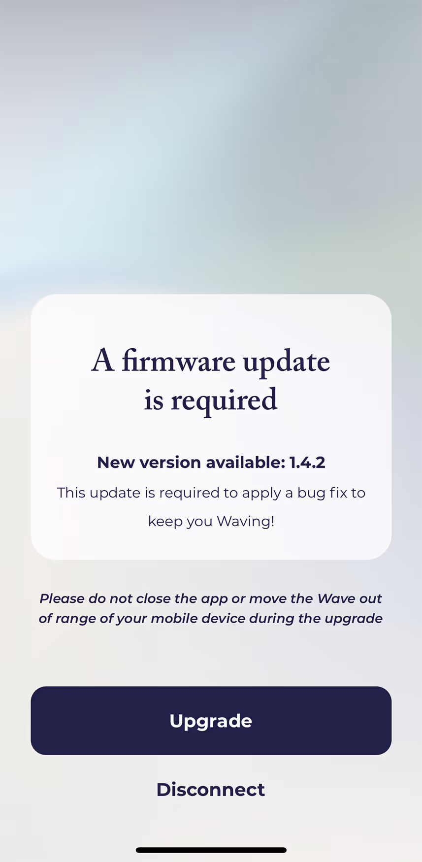 UX flow gallery image - Embr Wave Onboarding -  Firmware update