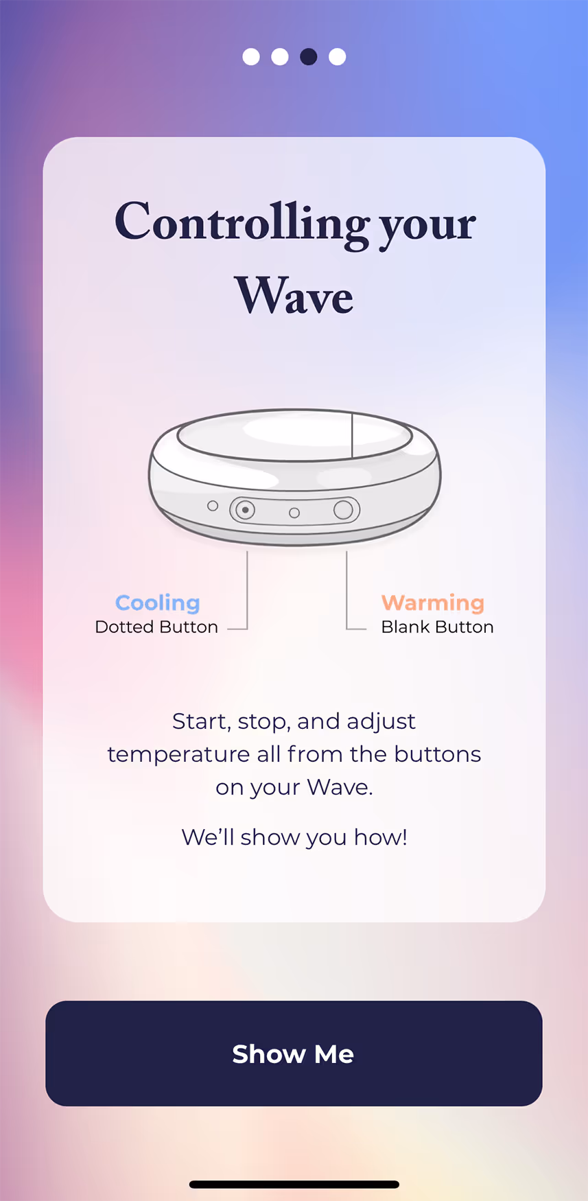 UX flow gallery image - Embr Wave Onboarding -  Controlling your wave 1
