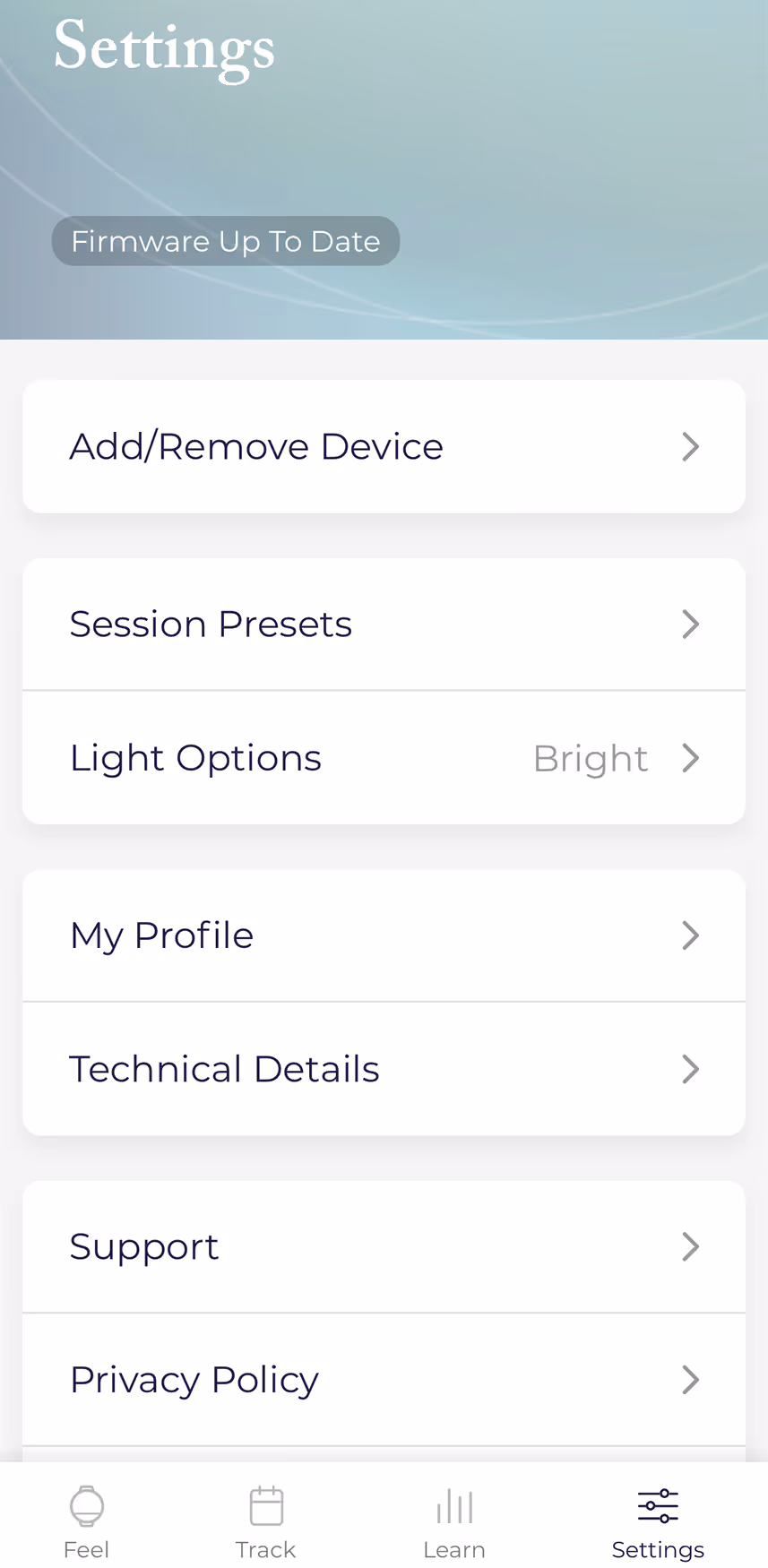 UX flow gallery image - Embr Wave More settings