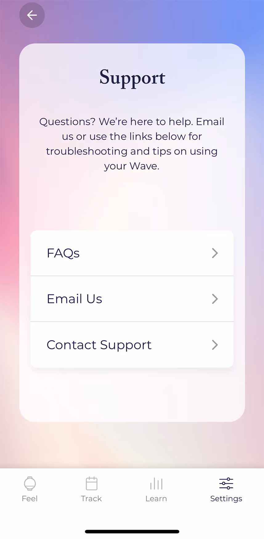 UX flow gallery image - Embr Wave Daily use - Support