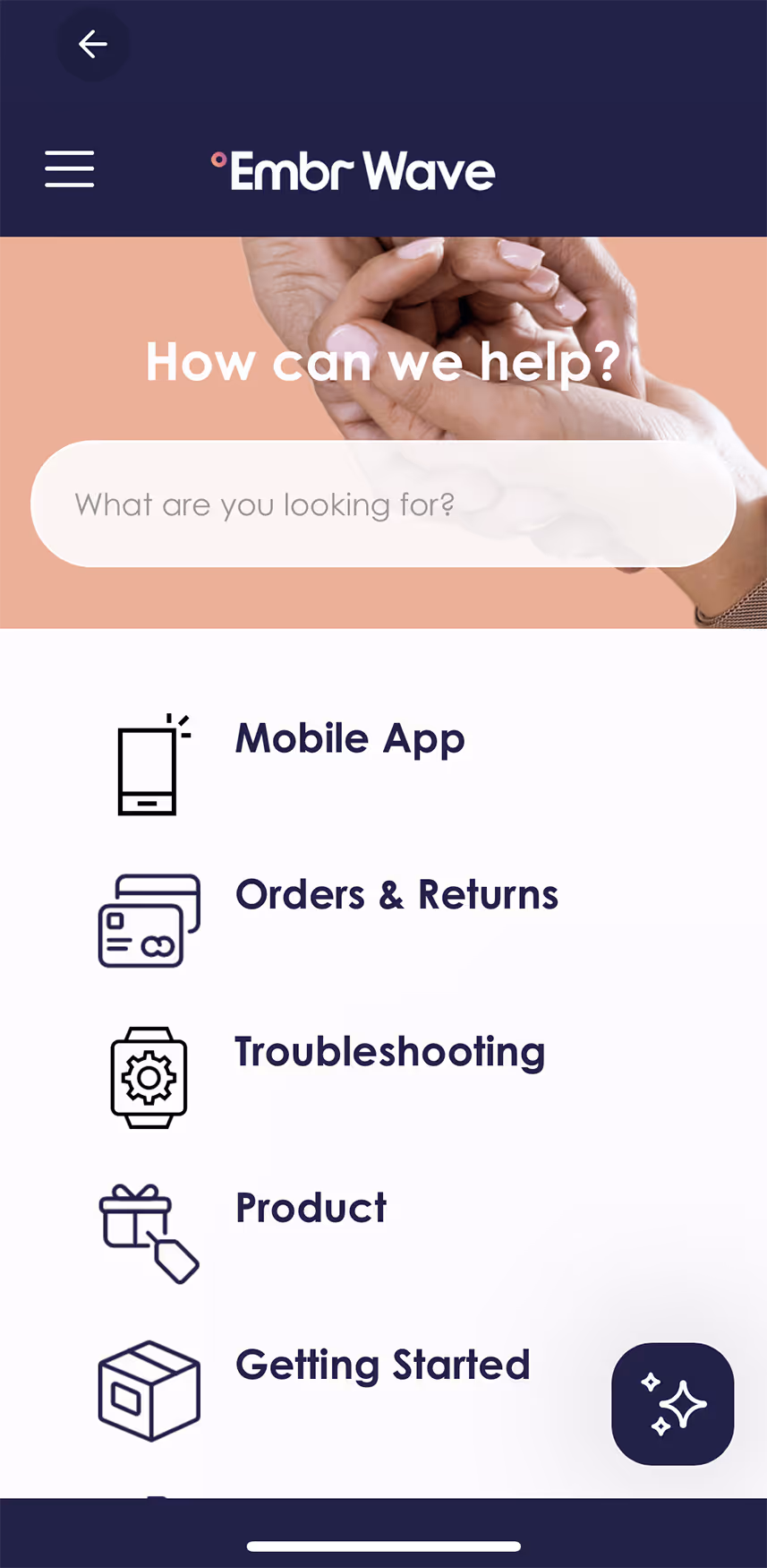UX flow gallery image - Embr Wave Daily use - How can we help?