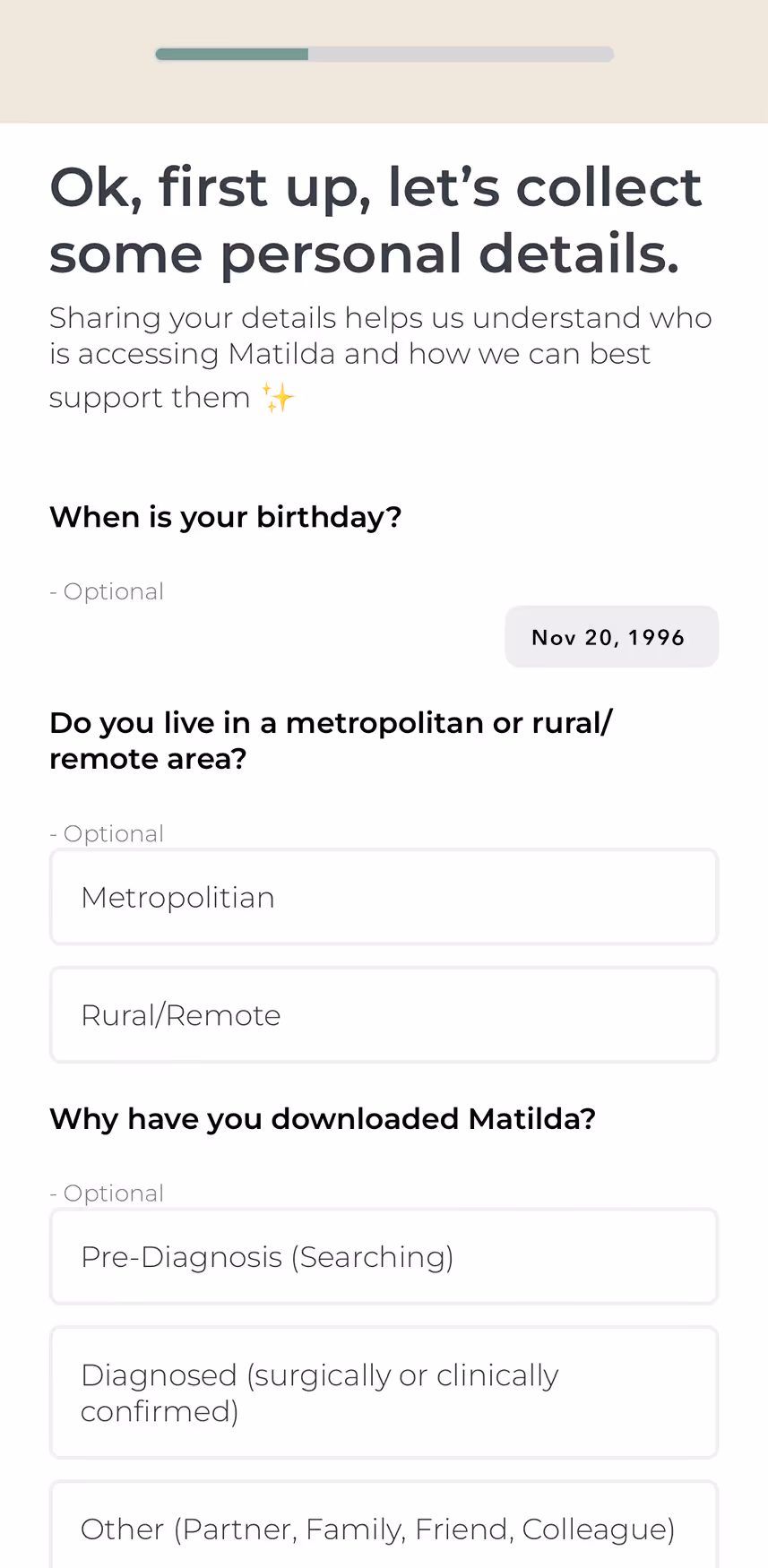 UX Gallery Screens - Matilda - Setup and onboarding
