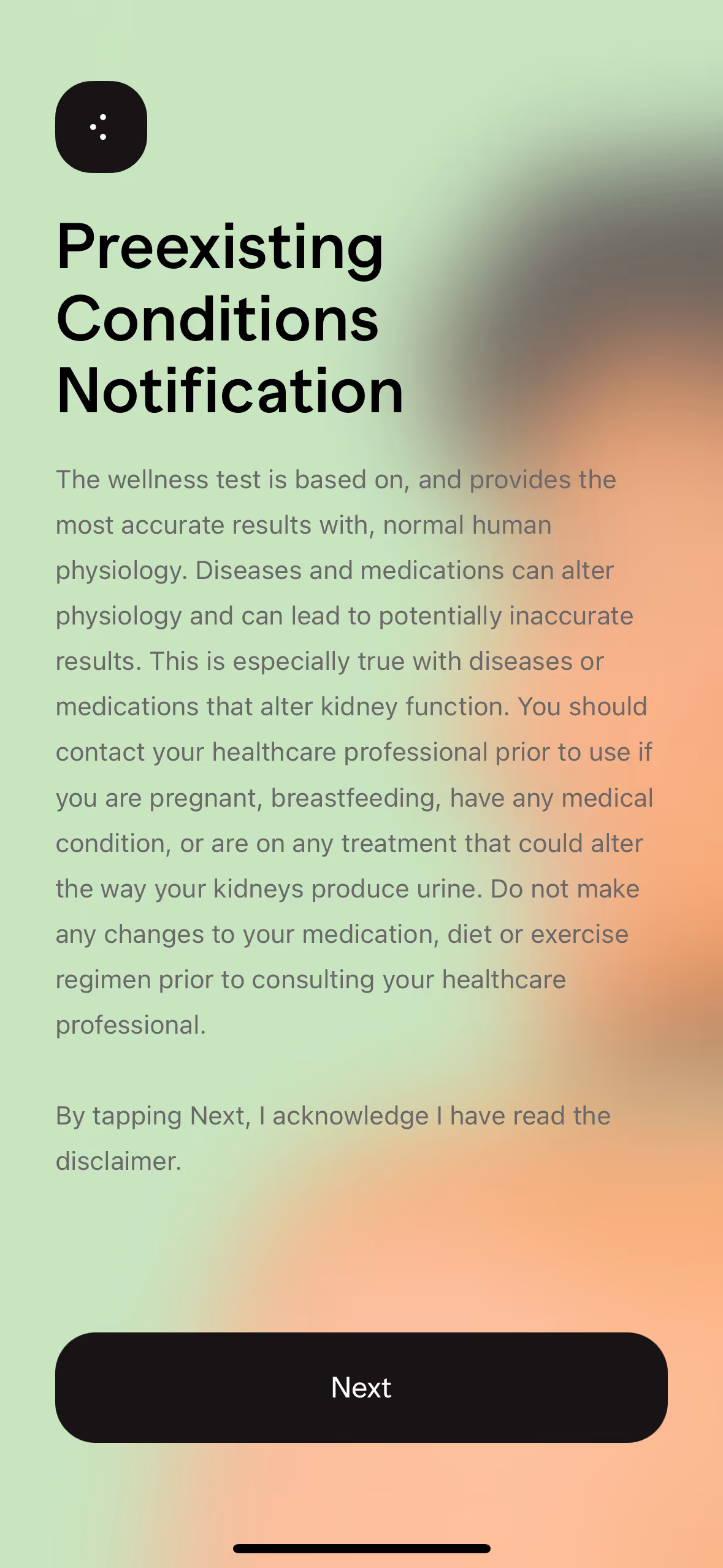 UX Gallery Screens - Vessel - Setup and taking the first test