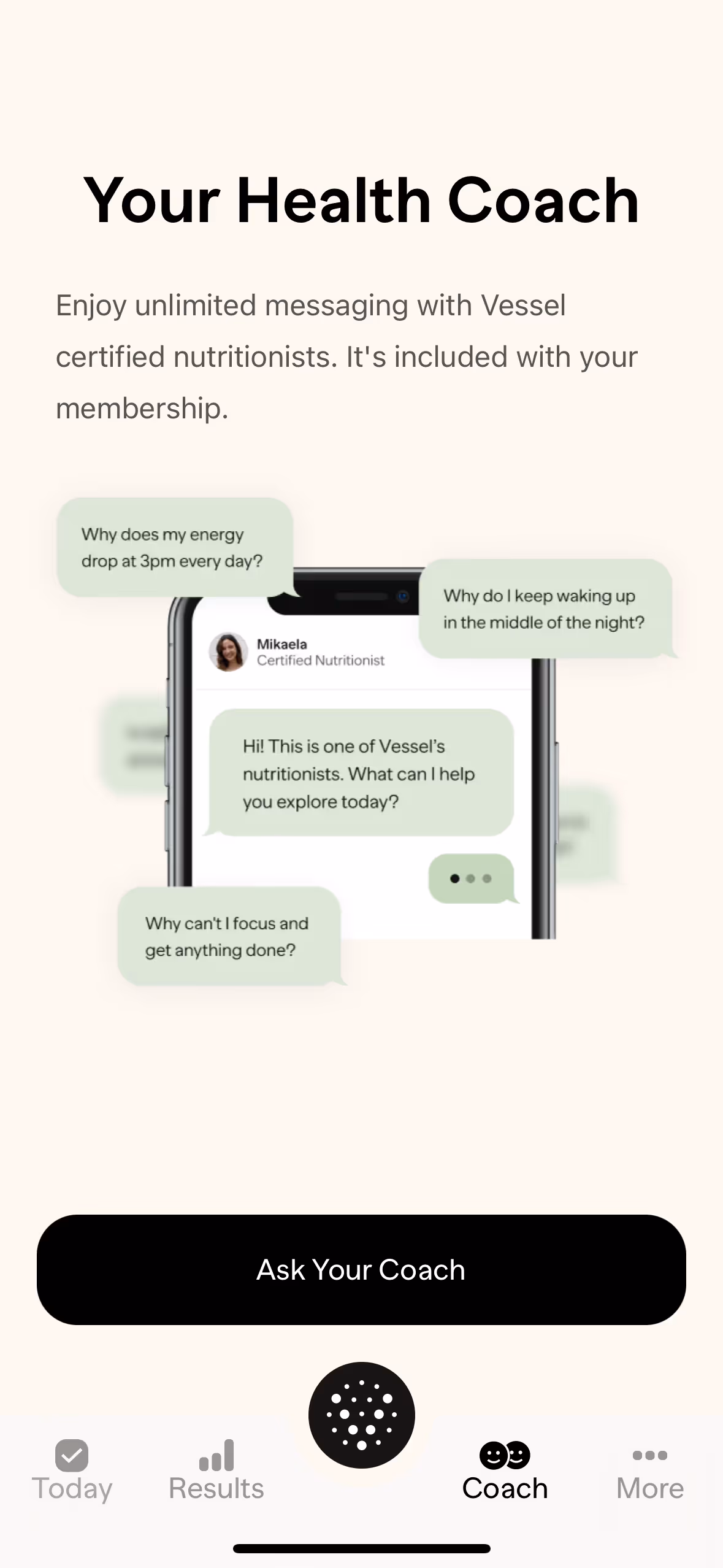 UX Gallery Screens - Vessel - Daily Use Health Coach