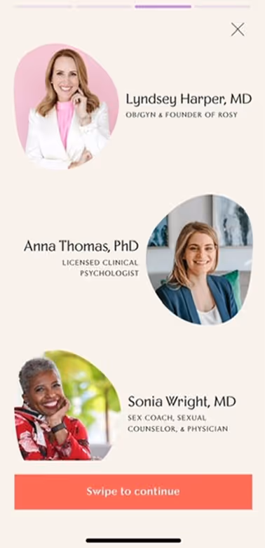 UX Gallery Screens - Rosy App Setup and Onboarding