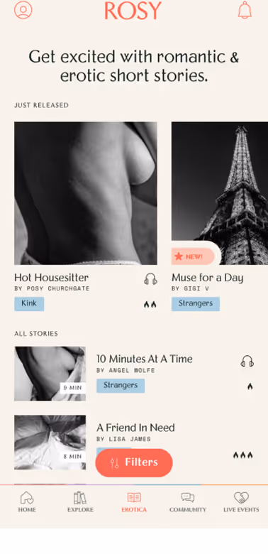 UX Gallery Screens - Rosy App - Daily Use Resources