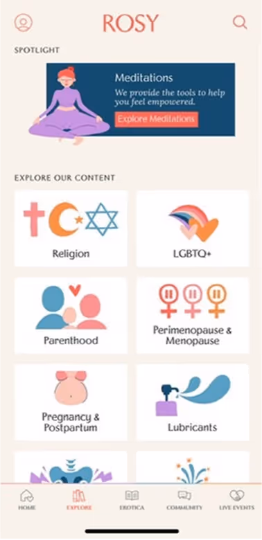 UX Gallery Screens - Rosy App - Daily Use Resources
