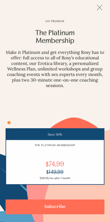 UX Gallery Screens - Rosy App - Daily Use Live events and coaching