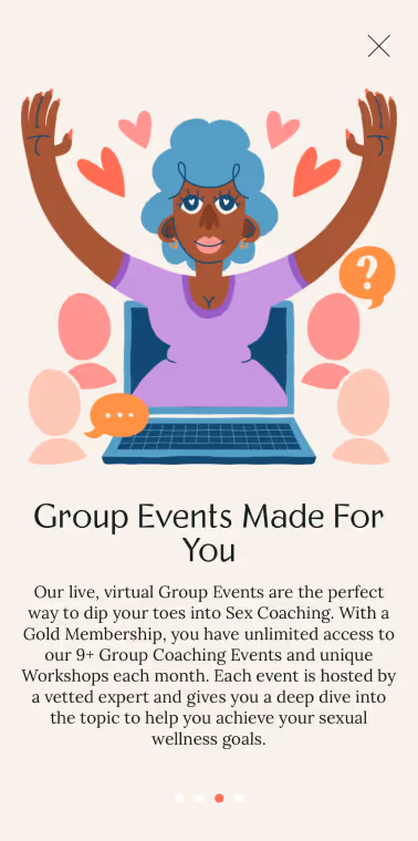 UX Gallery Screens - Rosy App - Daily Use Live events and coaching