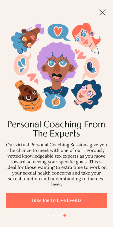 UX Gallery Screens - Rosy App - Daily Use Live events and coaching