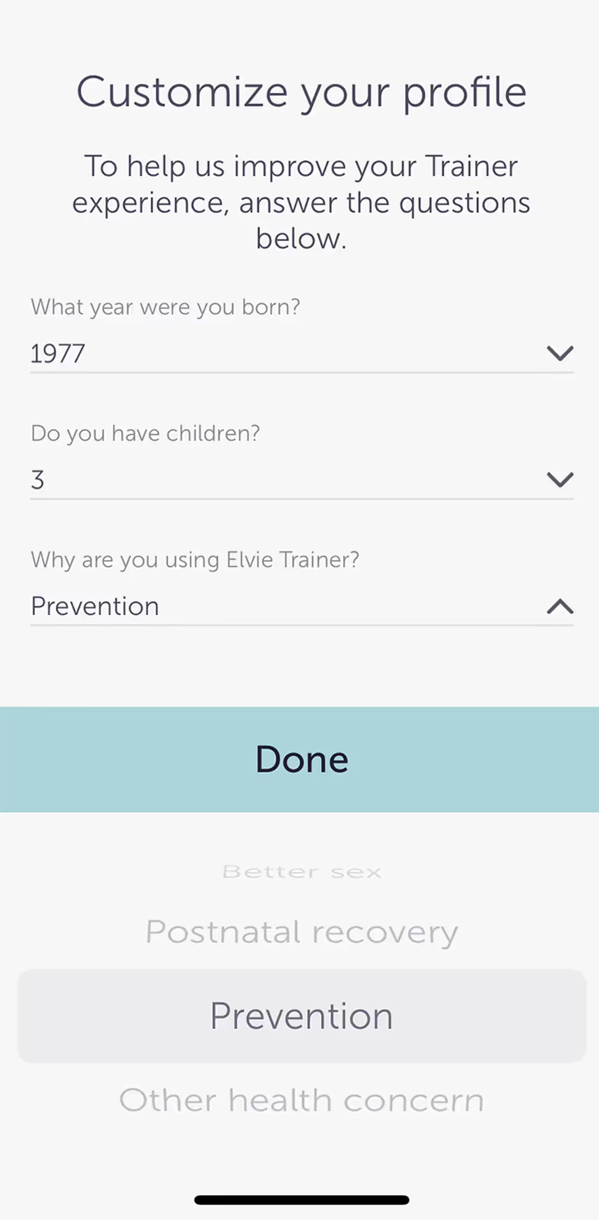 UX Gallery Screens - Elvie Trainer-Setup