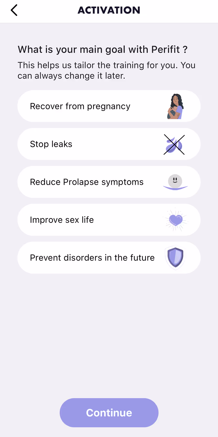 UX flow gallery image - Perifit Setup