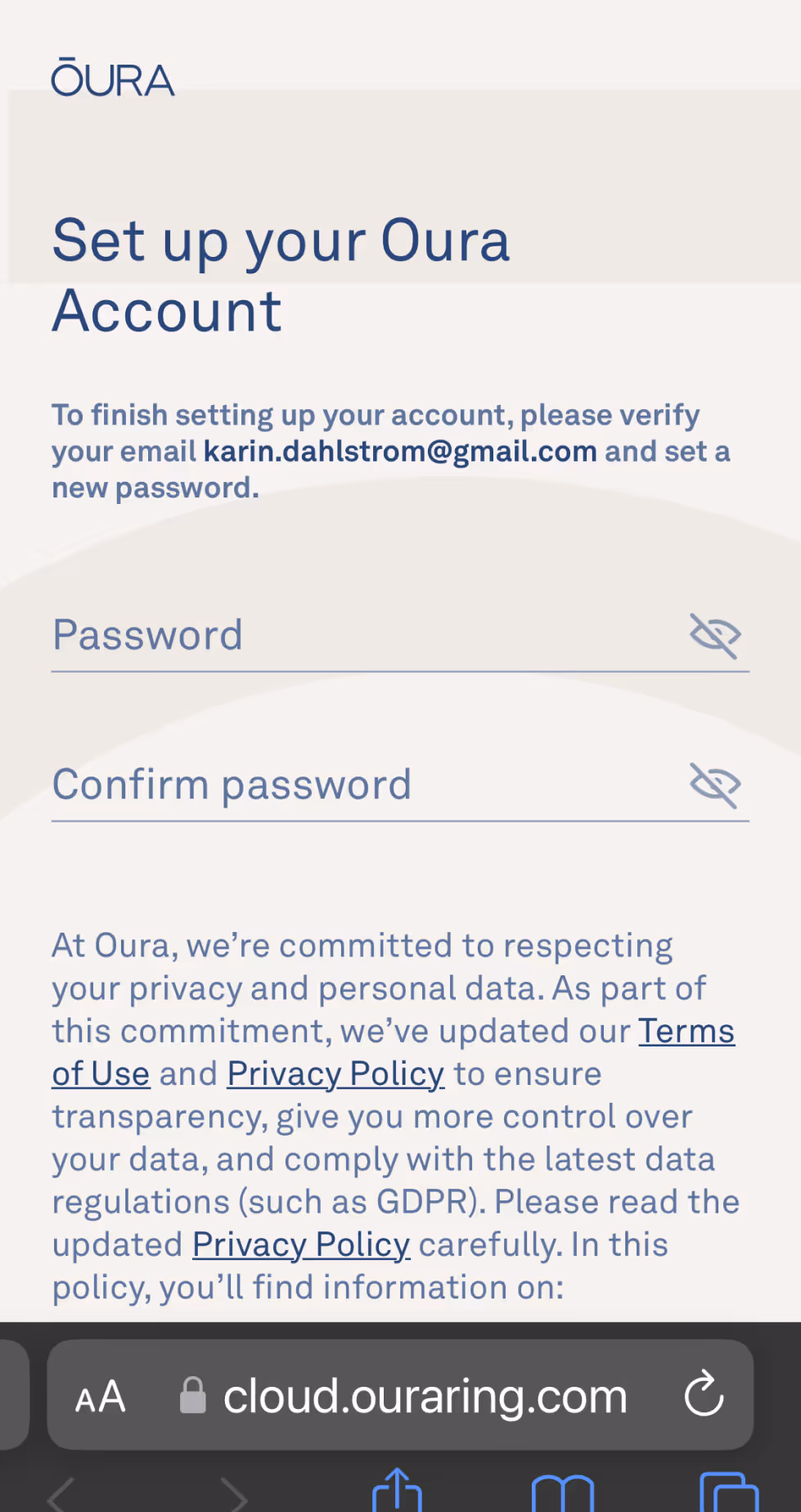 UX Setup Flow Screens - Create an account