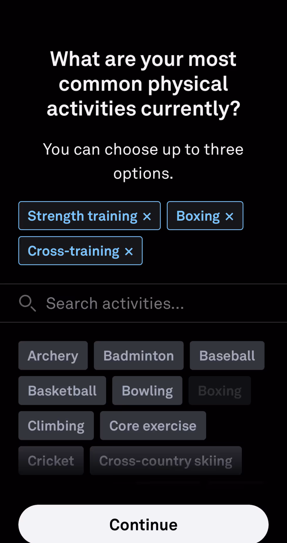 UX Onboarding Flow Screens - Physical activity