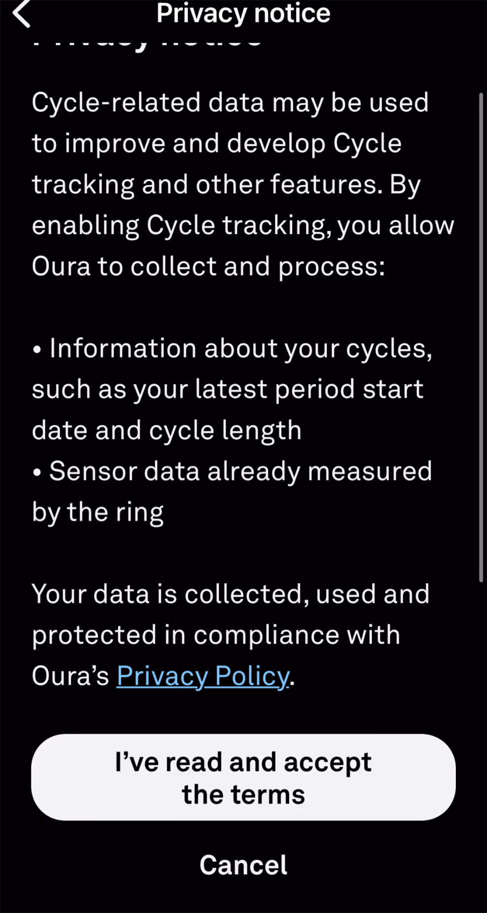 UX DAILY USE Flow Screens Oura - Period Tracking