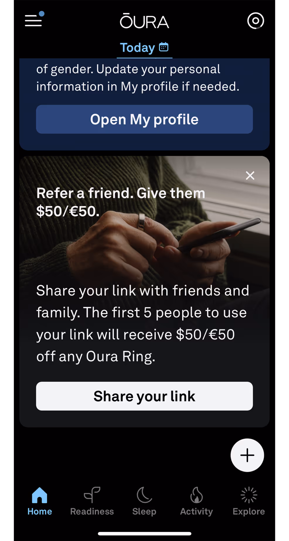 UX femtch Flow Screens Oura - Updates