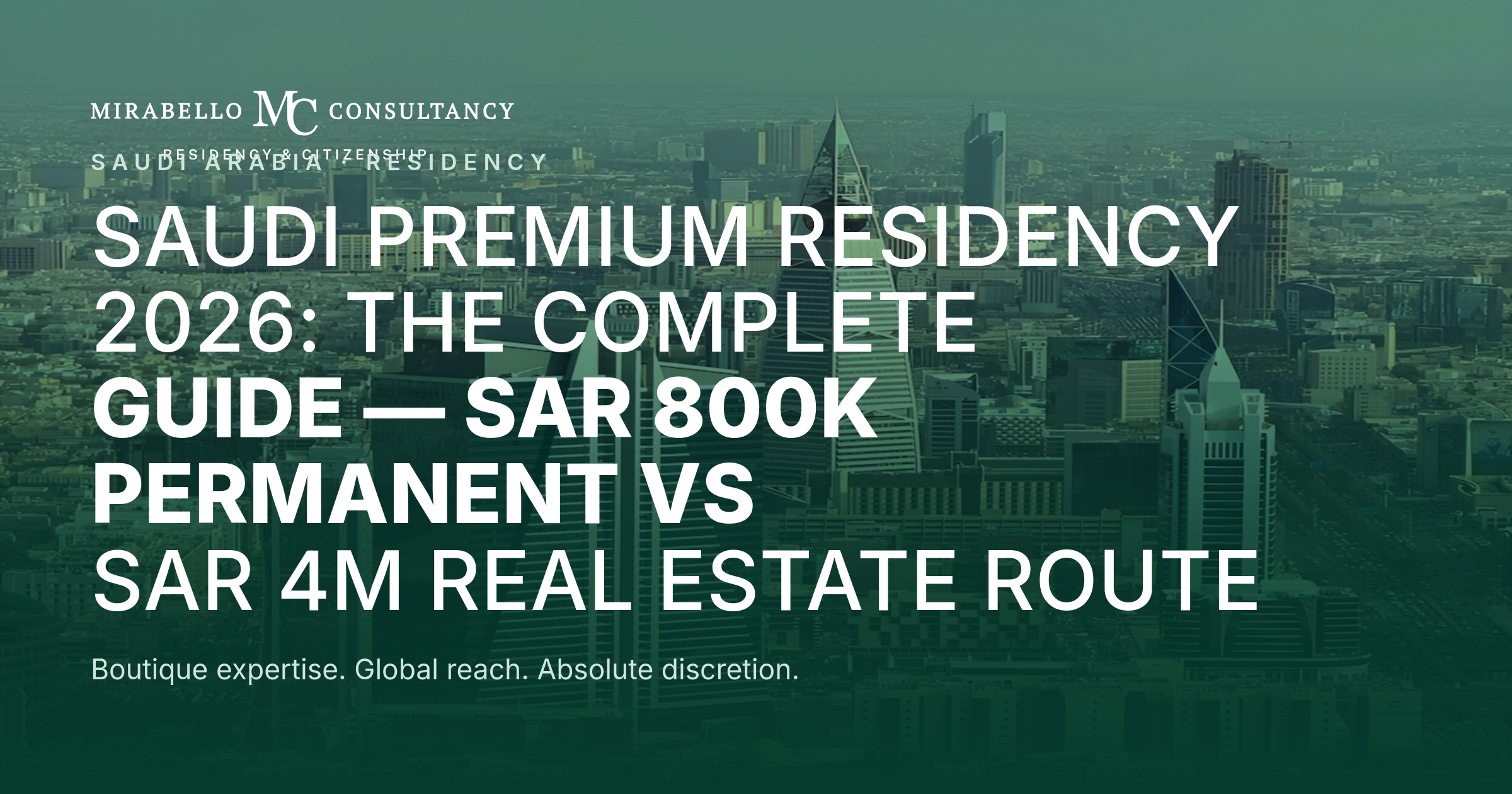 Saudi Premium Residency 2026: The Complete Guide — SAR 800K Permanent vs SAR 4M Real Estate Route