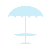 Icon of two chairs with a table under an umbrella