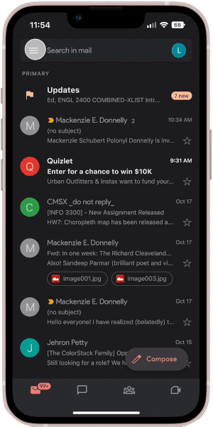 Gif showing how to enter the subscription page from the sidebar. Cursor taps the top left corner hamburger menu where the sidebar opens and "Subscriptions" appears at the bottom. Cursor then taps the "Subscriptions" pane at the bottom and opens the subscription page.