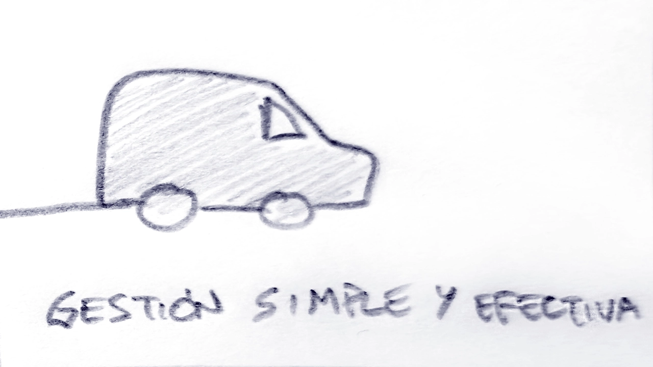 Ilustración inicial de una camioneta utilizada para representar una gestión logística simple y efectiva en el video de MVD GPS.