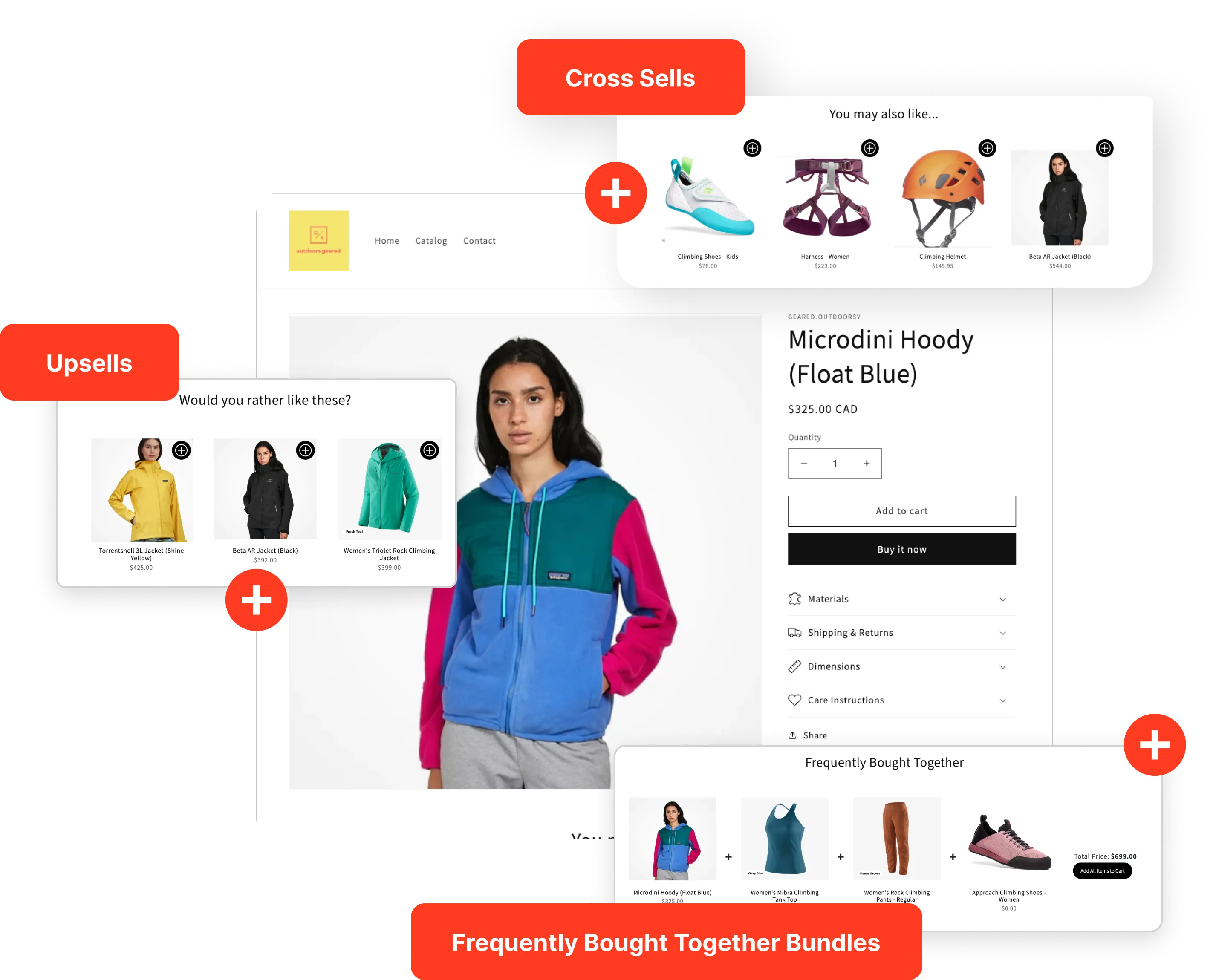 Cross Sells, upsells and bundles to display on online stores