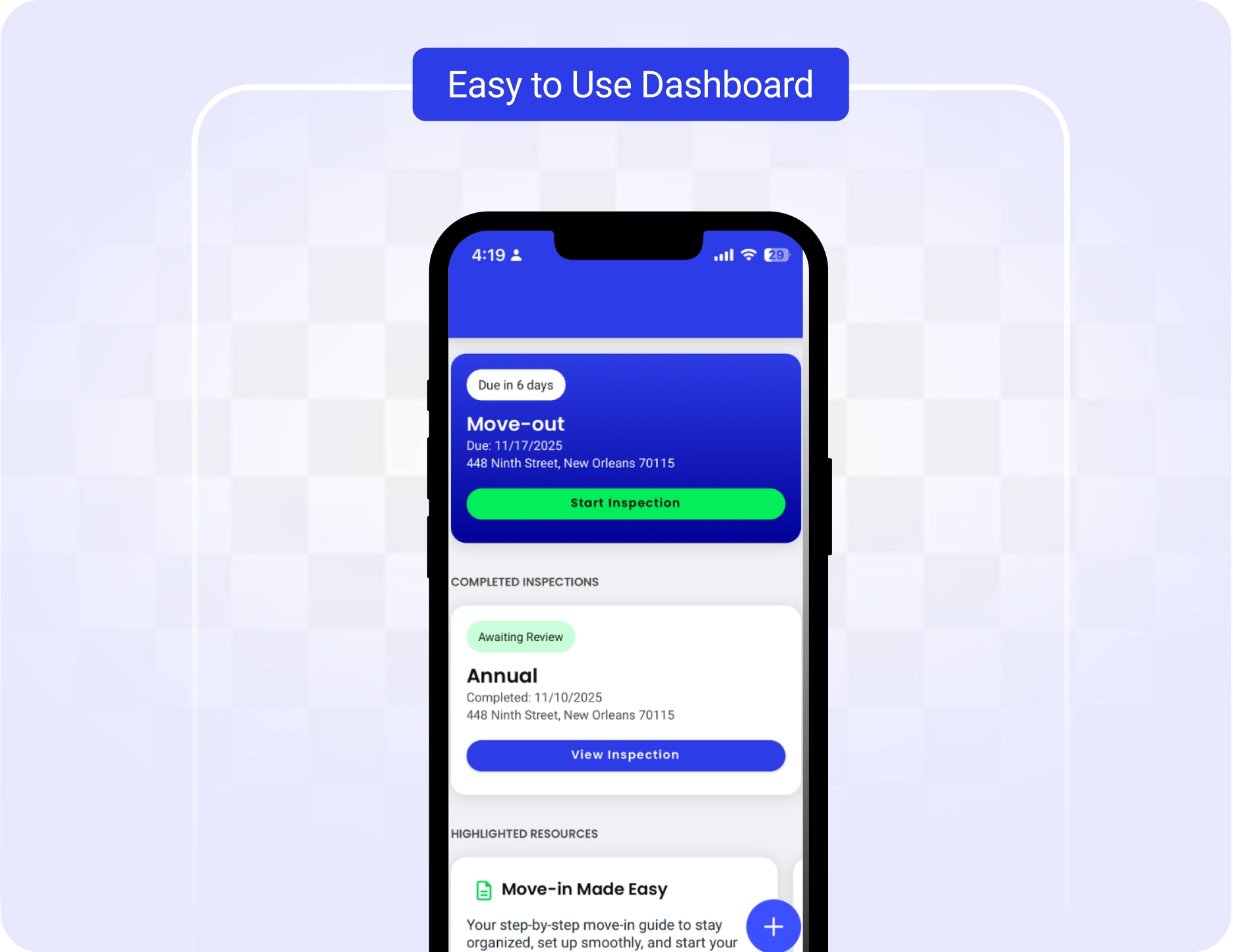 RentCheck Resident Dashboard
