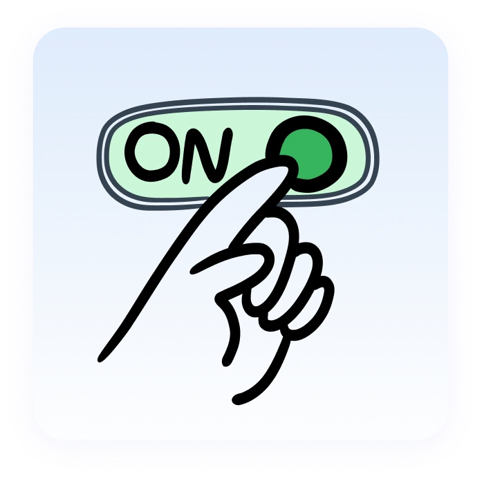 Illustration of a hand turning on RentCheck automated inspection creation