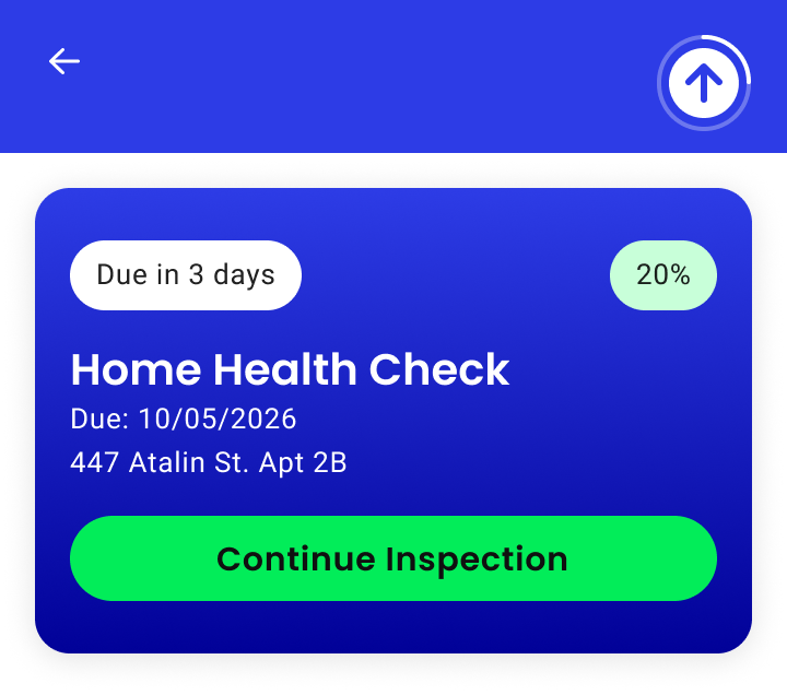 A resident's Home Health Check in the RentCheck app