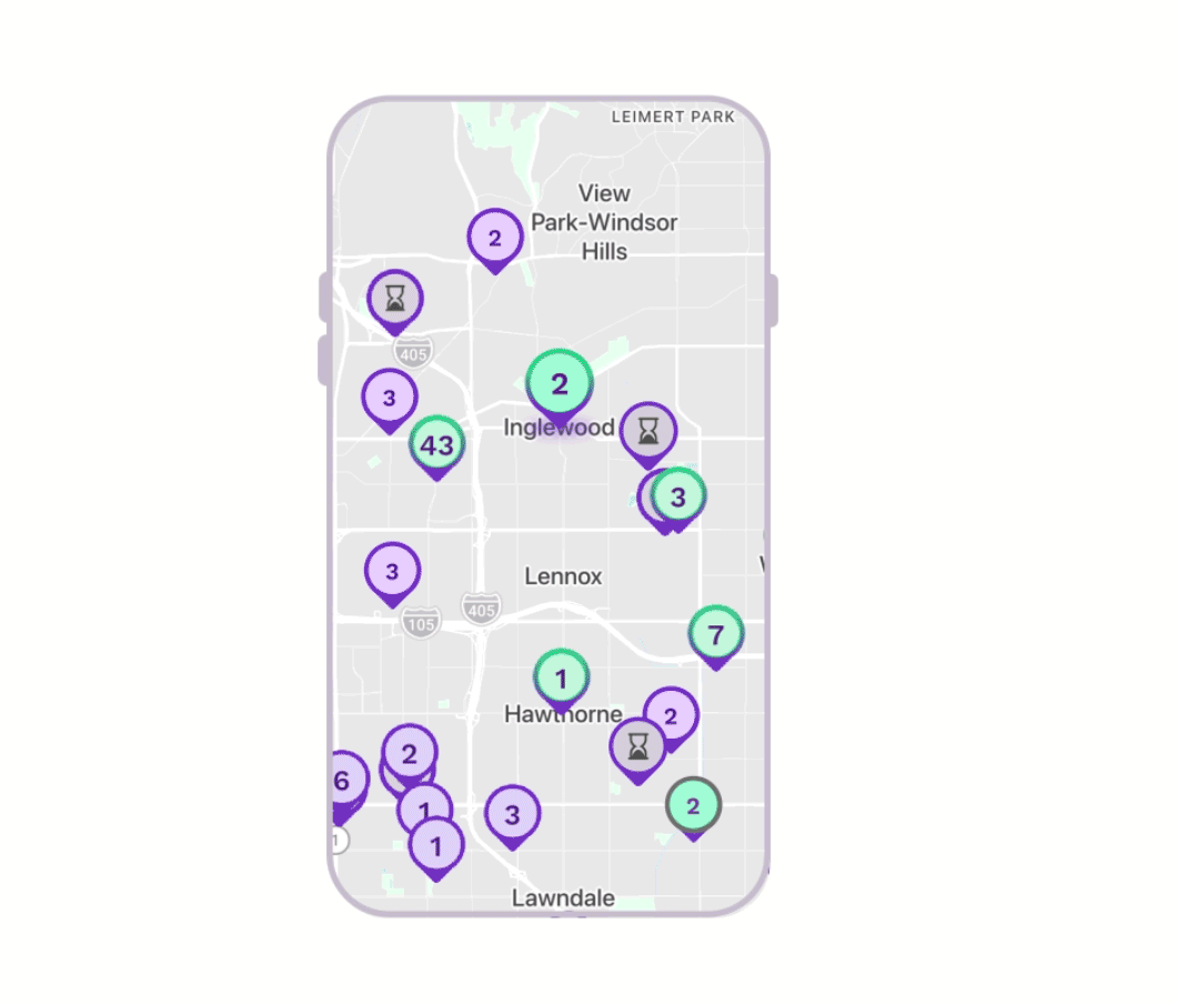 Animation showing the Presto app interface to find chargers, see station details, and swipe to pay