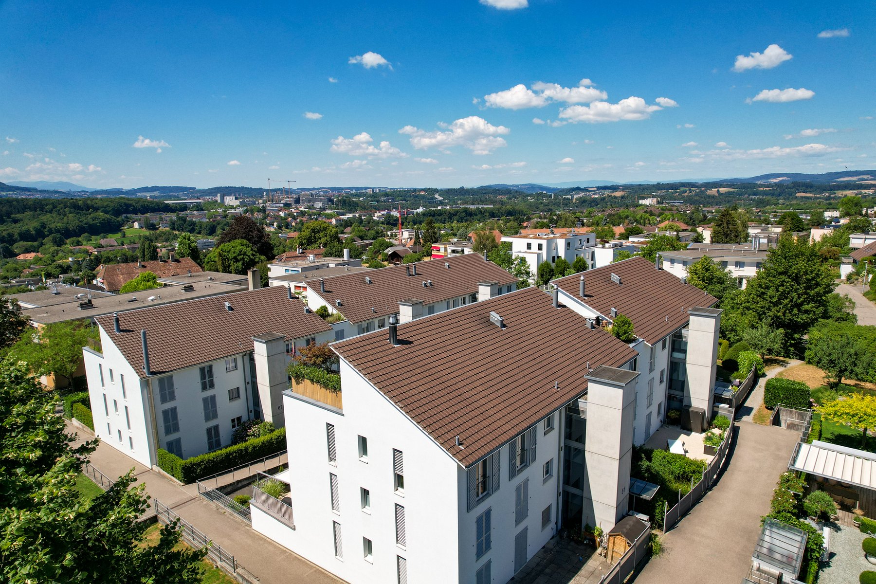 Luftaufnahme mit Blick Richtung Bern – Ittigen