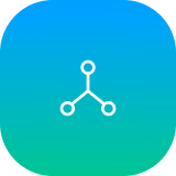 Connected nodes icon on a blue and green gradient square.