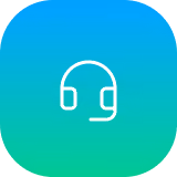Headset support icon on a blue and green gradient square.