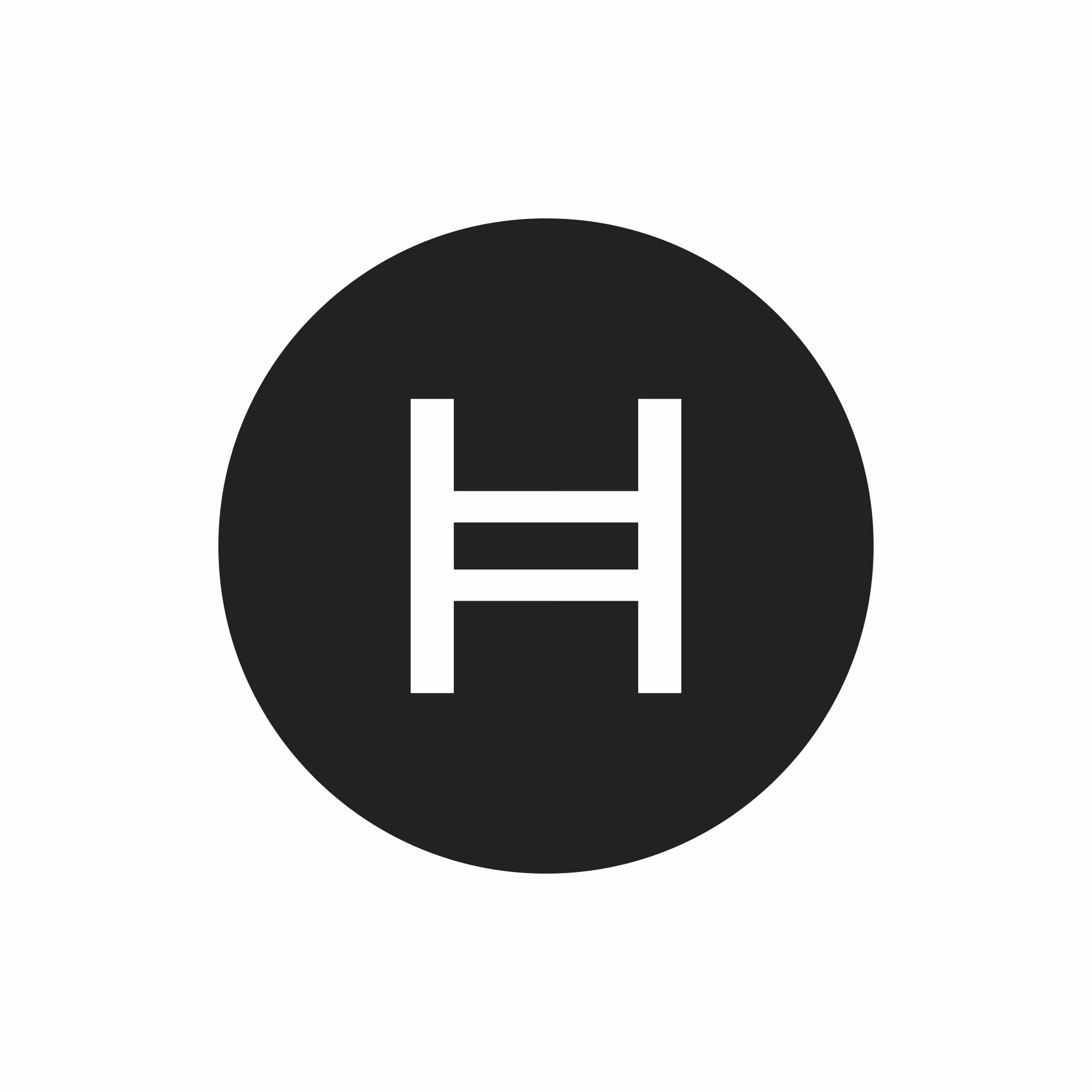 Hedera logo mark in a black circle.