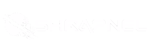 Shrapnel logo and wordmark in white.