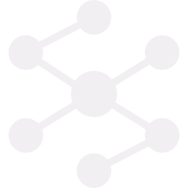 White network node icon on a black background.