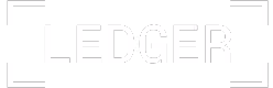 Ledger logo in white on a black background.