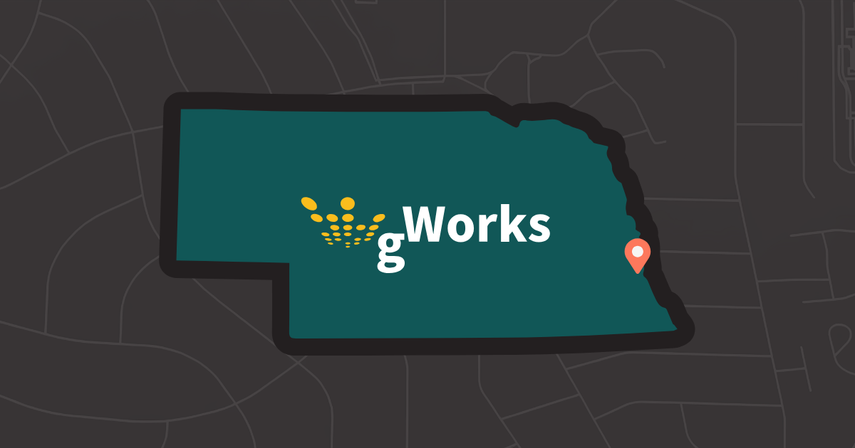 State of Nebraska with gWorks logo in it