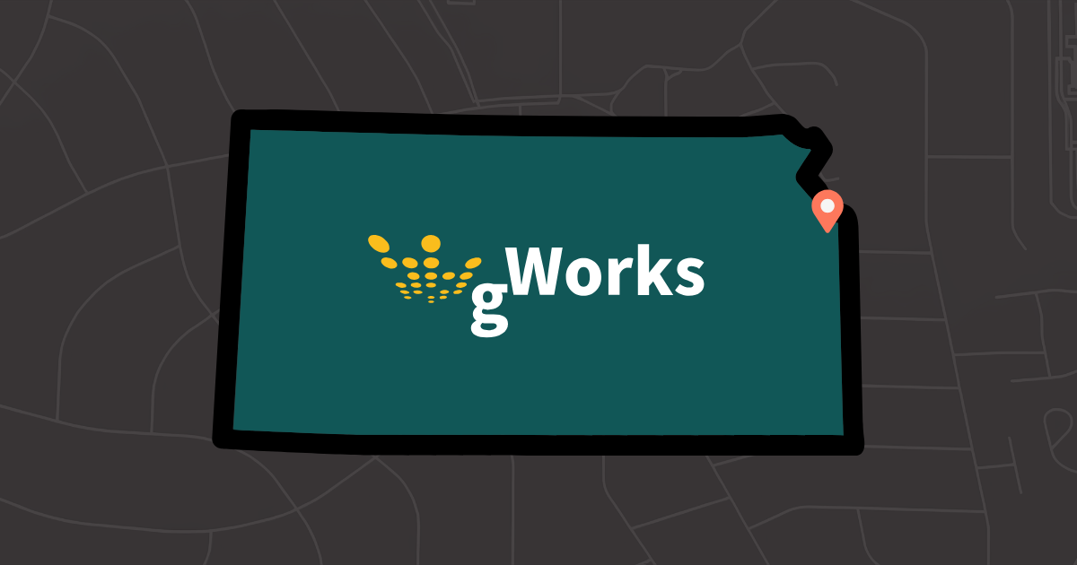 State of Kansas with the gWorks logo in it