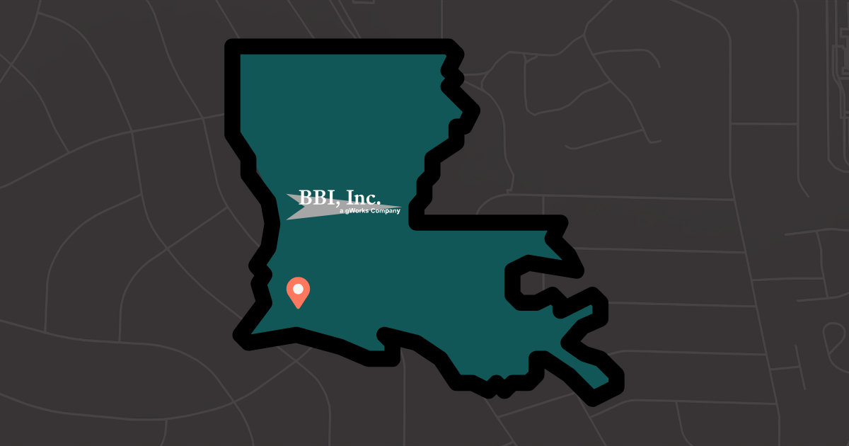 State of Louisiana with the BBI, a gWorks Company logo in it