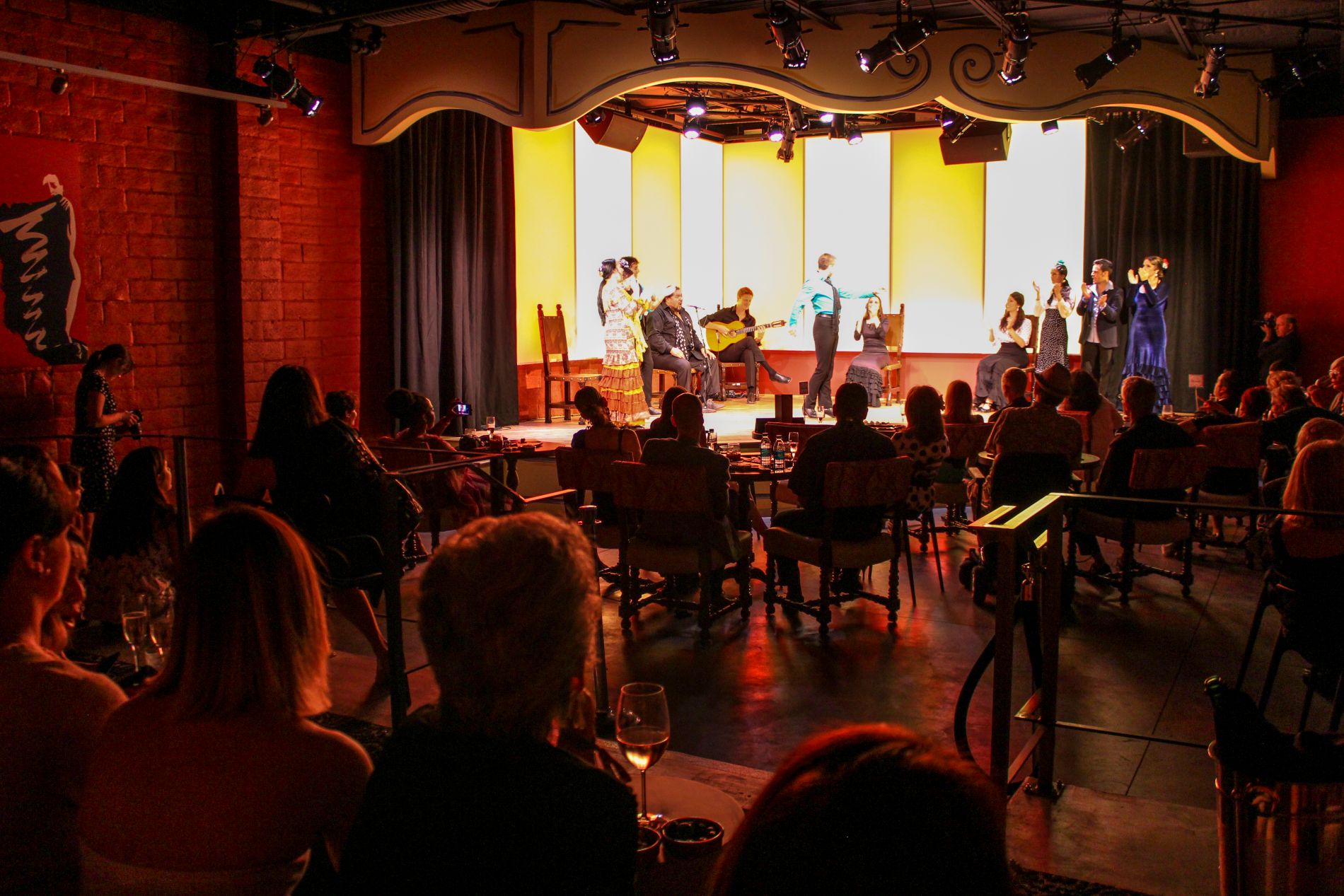 Stage in Tablao with Flamenco performers in front of audience