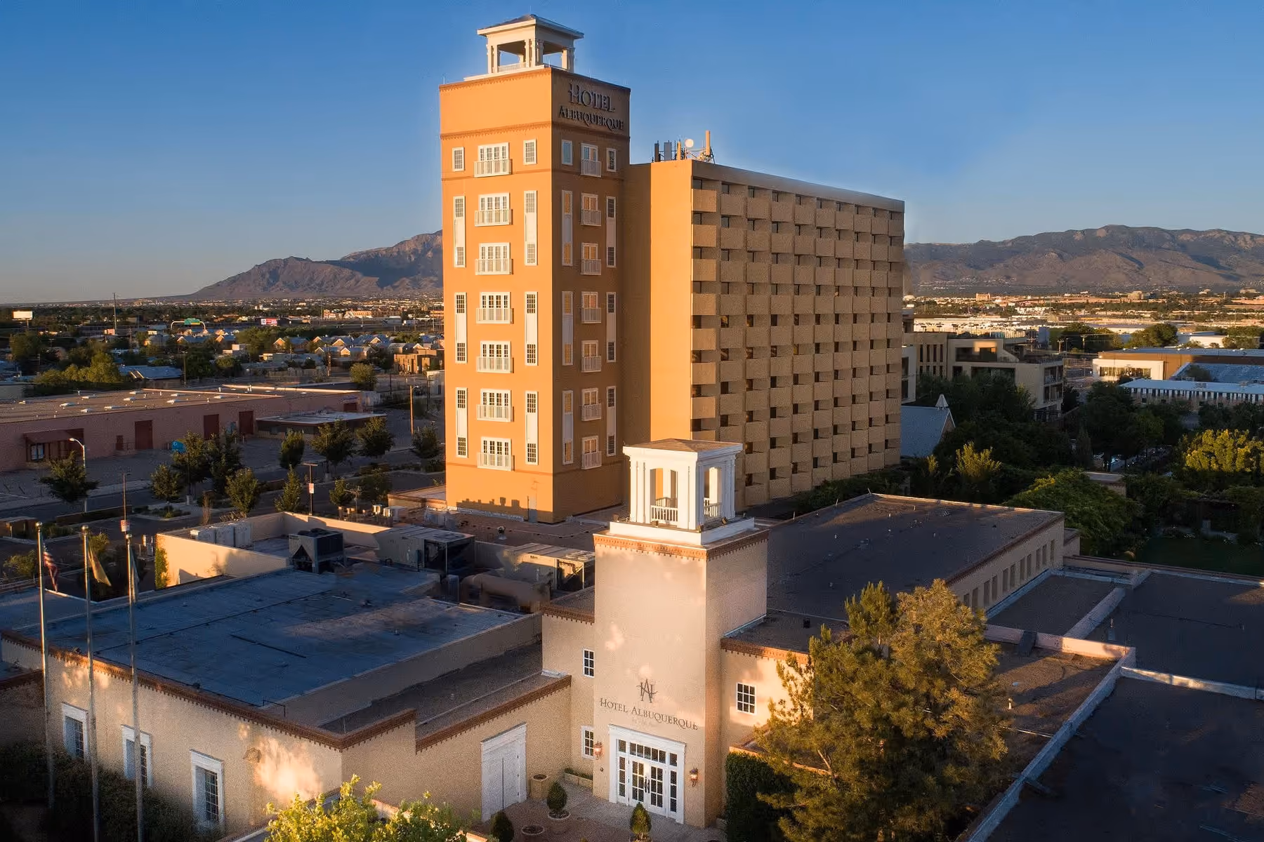  culture-rich New Mexico luxury hotel aerial view of Hotel Albuquerque