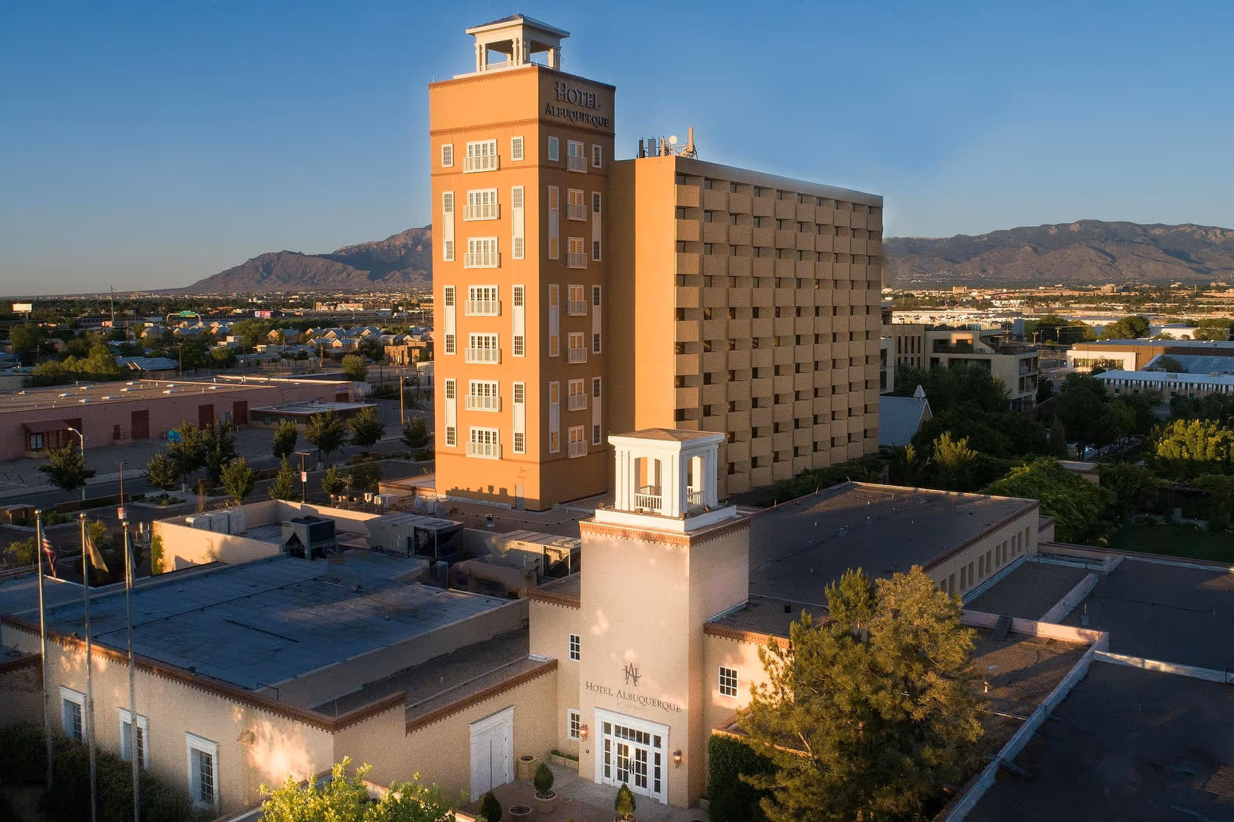  culture-rich New Mexico luxury hotel aerial view of Hotel Albuquerque