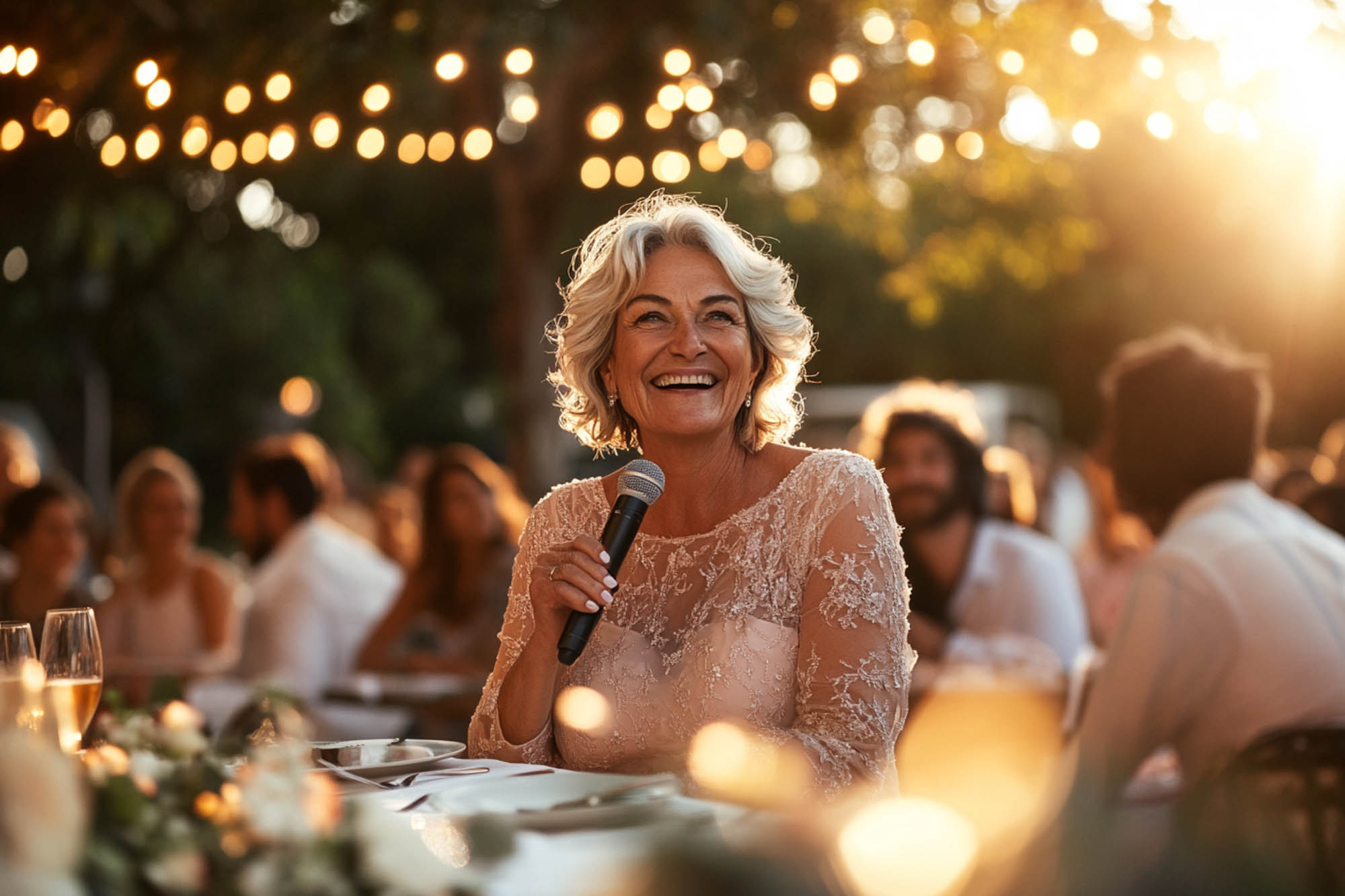 Brautmutter hält emotionale Hochzeitsrede für ihre Tochter bei der Hochzeitsfeier