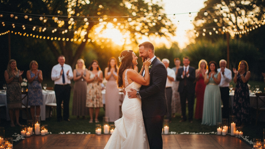 Brautpaar beim ersten Tanz mit eigenem Song auf der Hochzeitsfeier