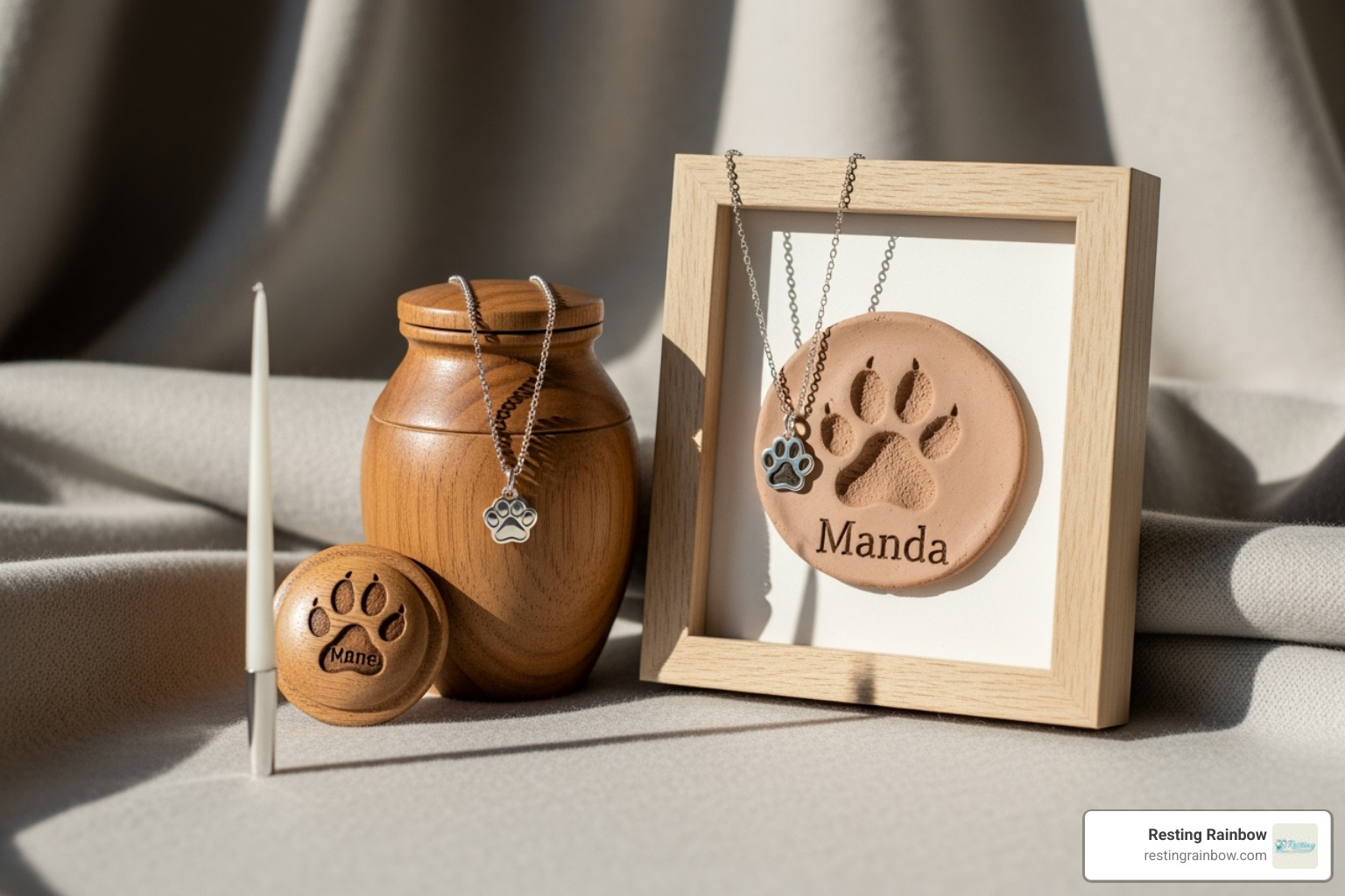 A collection of beautiful pet memorial products to honor a cat's memory. - cremation of cats near me