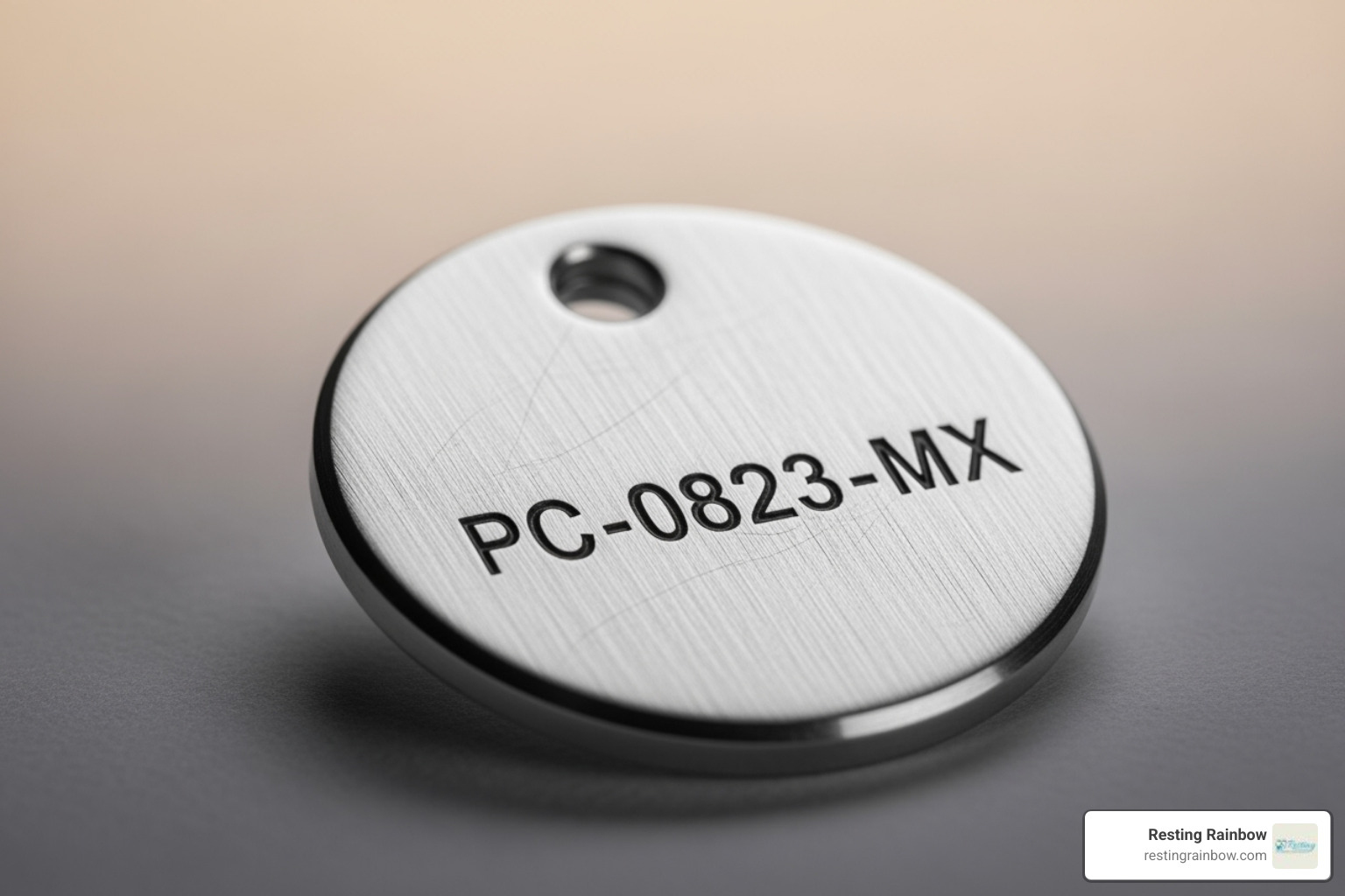 Close-up of a metal pet cremation identification tag, symbolizing secure tracking and peace of mind. - pet cremations in my area