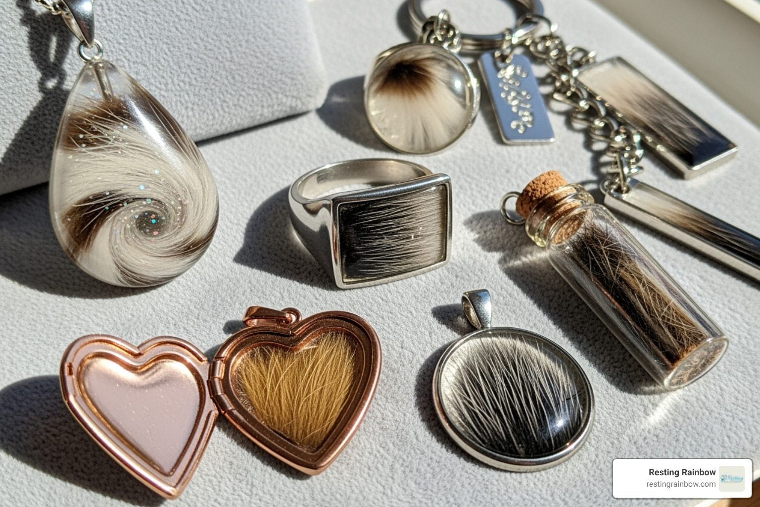 different material options for pet fur memorial jewelry - pet fur memorial jewelry