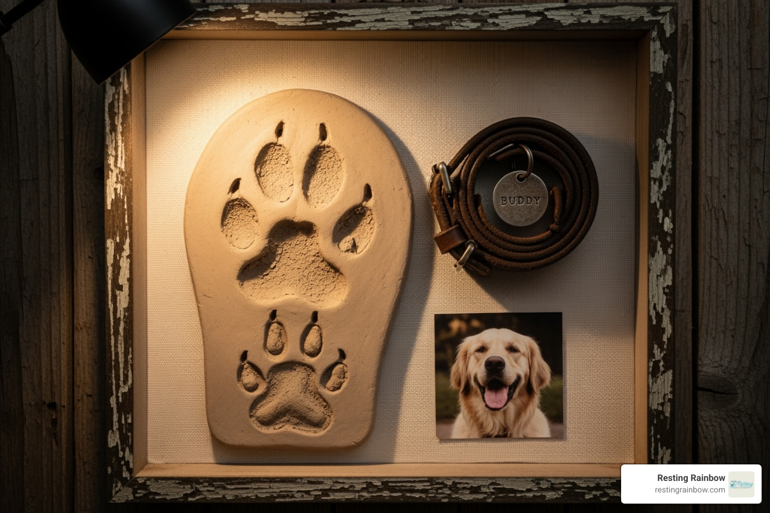 shadow box with paw print collar and photo - paw print keepsake shadow box with paw print collar and photo - paw print keepsake